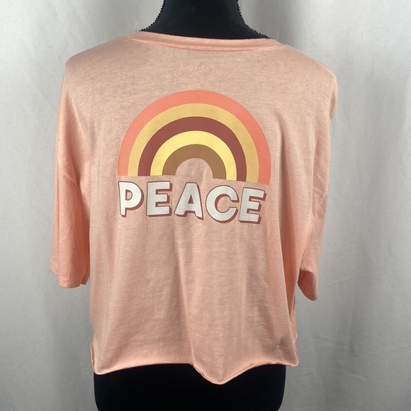 Arizona Jean Co Peach Crop Top with Rainbow Designs - Picture 2 of 6